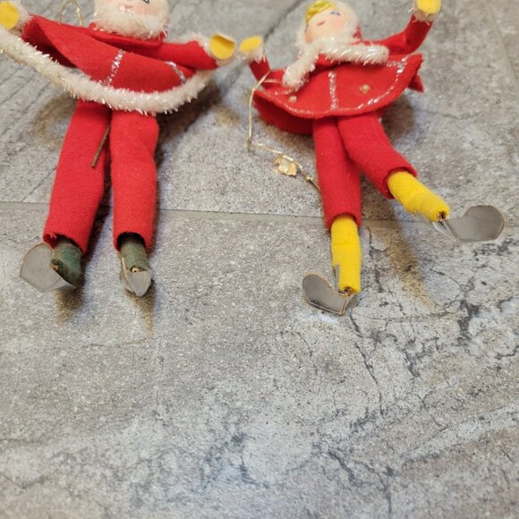 Vintage Christmas Ornaments Japanese Tree Hugger ice skaters Pipe Cleaner - Picture 4 of 6